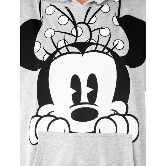 Disney Minnie Mouse Hoodie Sweatshirt Peeking Front Pocket Gray Womens Plus Size - Picture 6 of 7